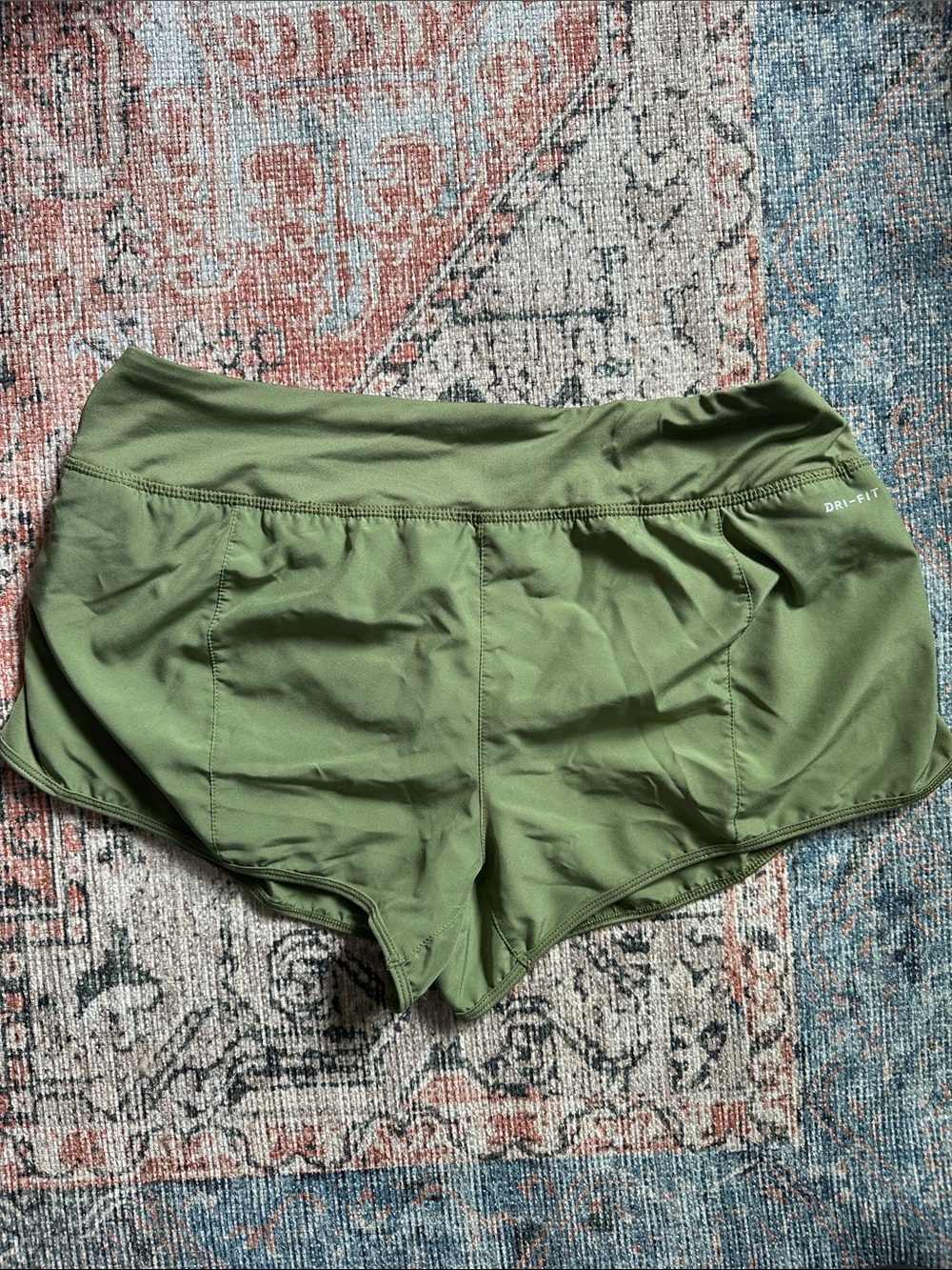 Nike Dri Fit Olive Performance Running Shorts - Picture 2 of 3